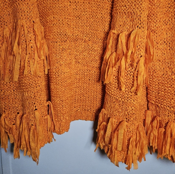 Boho Crochet Fringed Orange Cardigan Medium - Picture 4 of 13